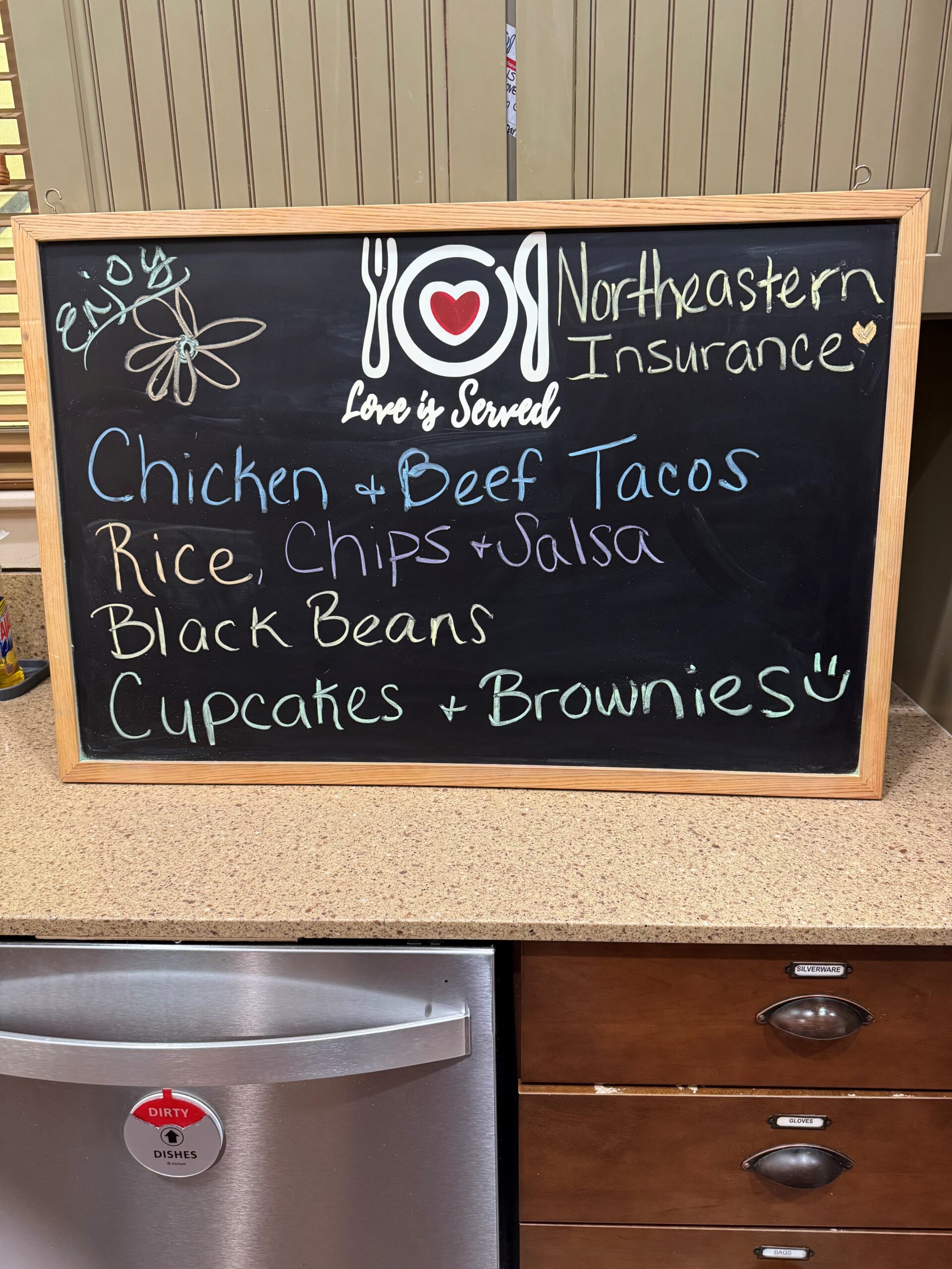 love is served meal cooked by northeastern insurance