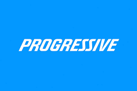 Progressive logo on a blue background.