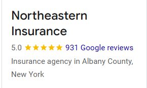 Logo of Northeastern Insurance with a five-star rating and 931 Google reviews.