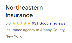 Logo of Northeastern Insurance with a five-star rating and 931 Google reviews.