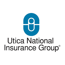 Logo of Utica National Insurance Group featuring a blue capsule design.
