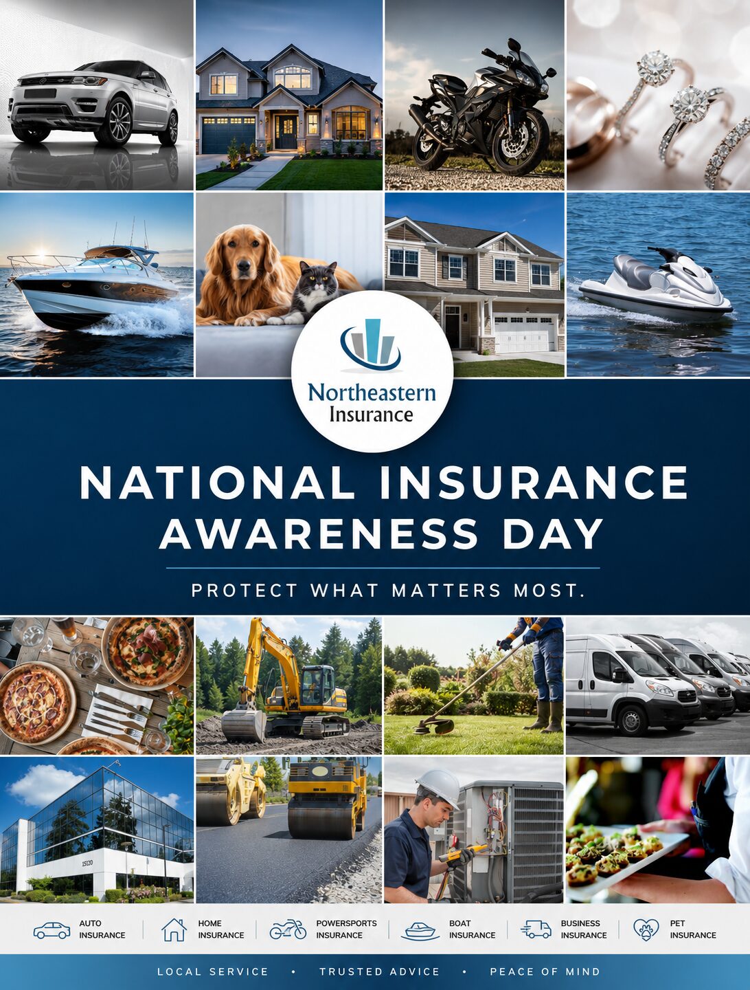 Collage of insured assets with company logo